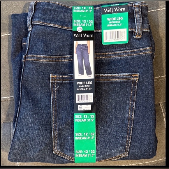 Well Worn Wide Leg Women Dark Blue Relaxed Jeans - Picture 3 of 3